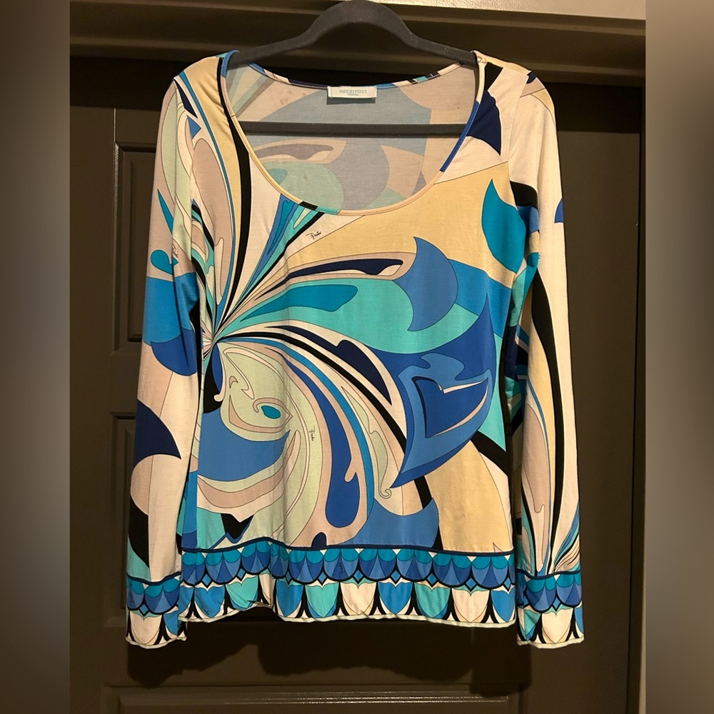 Emilio Pucci Multicolor Abstract Blouse, med, gently used